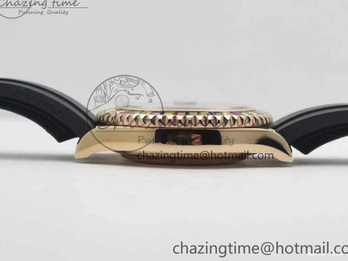 0209 GoodFit Yacht-Master 40mm 116695SATS BP Maker Best Edition Crystal Bezel On Black Rubber Strap Swiss ETA 3555